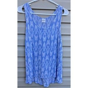 Stitch Fix Women's Kaileigh Tank Top Large Sleeveless Blue High Low Semi-Sheer